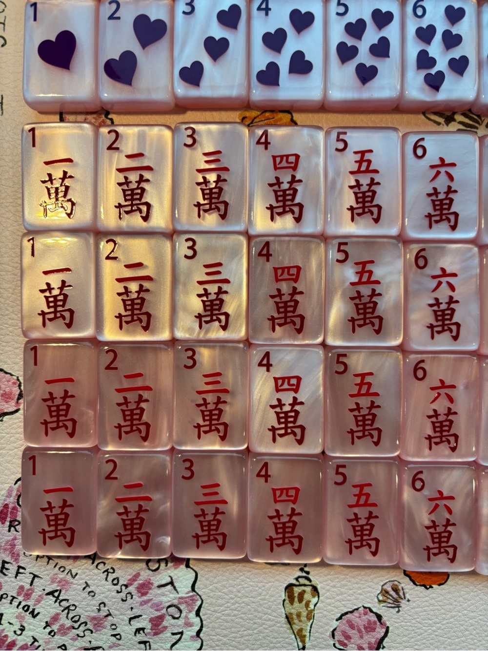 Pop Diva Pink Pearlescent American Mahjong Tile Set Engraved & Painted - Picture 8 of 10